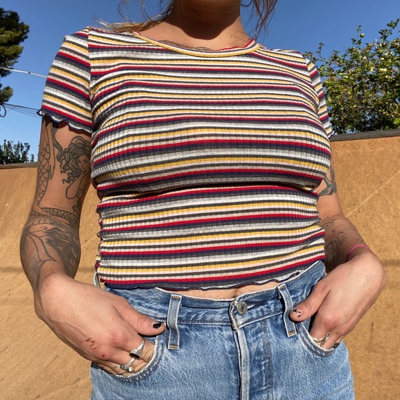 Striped cropped T-shirt by Love J - Picture 2 of 3